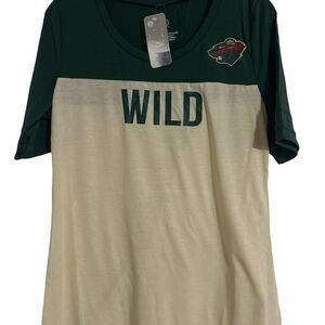 Minnesota Wild Women's Green and Cream Top